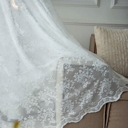 Blomstermønstret Tyl, Transparente Gardiner, Elegante Hvide Voilegardiner, Skræddersyede Gardingardiner, Persienner Til Stue