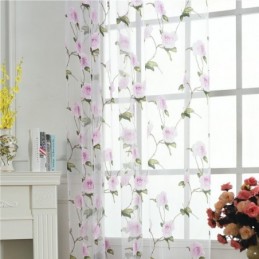 Blomstermønstrede Transparente Gardiner I Tyl Til Boligindretning, Rumdeler