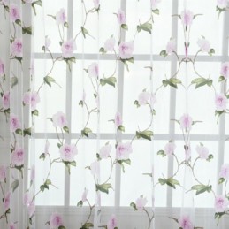 Blomstermønstrede Transparente Gardiner I Tyl Til Boligindretning, Rumdeler