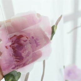 Blomstermønstrede Transparente Gardiner I Tyl Til Boligindretning, Rumdeler