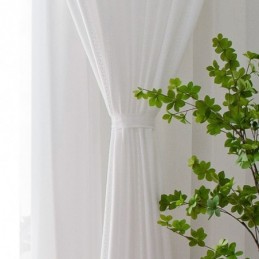 Hvide Gennemsigtige Gardiner I Nordisk Stil Med Jacquardgardiner Til Stue Og Soveværelse