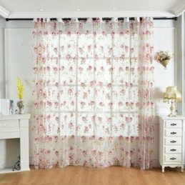 Moderne Blomstertylgardiner Pastorale, Transparente Voile Til Stue, Soveværelse