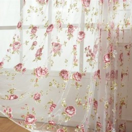 Moderne Blomstertylgardiner Pastorale, Transparente Voile Til Stue, Soveværelse