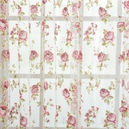 Moderne Blomstertylgardiner Pastorale, Transparente Voile Til Stue, Soveværelse