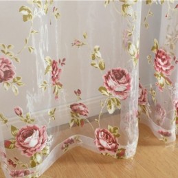 Moderne Blomstertylgardiner Pastorale, Transparente Voile Til Stue, Soveværelse