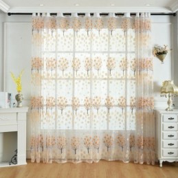 Moderne Transparente Gardiner Med Blomstermotiv I Tyl Til Stuen