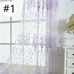 Moderne Transparente Gardiner Med Blomstermotiv I Tyl Til Stuen