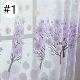 Moderne Transparente Gardiner Med Blomstermotiv I Tyl Til Stuen