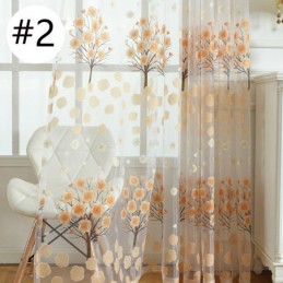Moderne Transparente Gardiner Med Blomstermotiv I Tyl Til Stuen