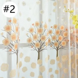 Moderne Transparente Gardiner Med Blomstermotiv I Tyl Til Stuen