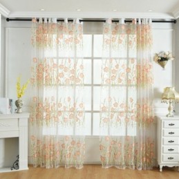 Europæisk Blomstertylgardin, Specialfremstillet I Pastoral Stil Til Stuen