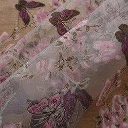 Sommerfugleblomstprintede Tylgardiner Vinduesafskærmning Dekorativt Voilegardin Målfremstillet Gardin