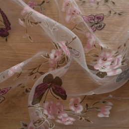 Sommerfugleblomstprintede Tylgardiner Vinduesafskærmning Dekorativt Voilegardin Målfremstillet Gardin