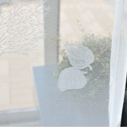 Nordiske Halvtransparente Gardiner Med Træprint