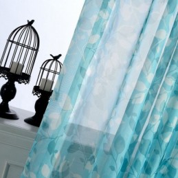 Halvtransparente Gardiner Med Bladprint Til Stue/Soveværelse