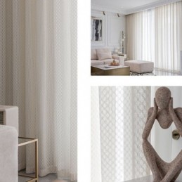 Moderne Hvide Tylgardiner Geometriske Transparente Gardiner Specialfremstillede Gardiner Til Stuen