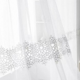 Geometriske, Transparente Gardiner Med Moderne Broderi I Tyl Til Stuen