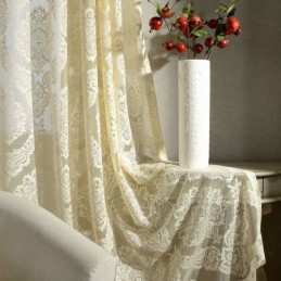Europa Broderi Tyl Gardiner Romantiske Semi Transparente Jacquard Vinduesgardiner