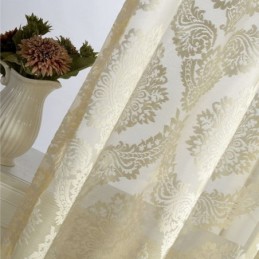 Europa Broderi Tyl Gardiner Romantiske Semi Transparente Jacquard Vinduesgardiner