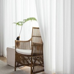 Klassisk Geometrisk Vinduesskærm Hvid Broderet Organza Til Stue Skræddersyet Gardin