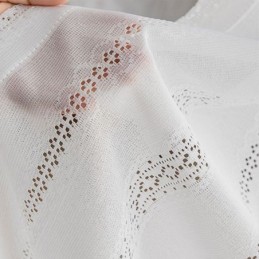 Klassisk Geometrisk Vinduesskærm Hvid Broderet Organza Til Stue Skræddersyet Gardin