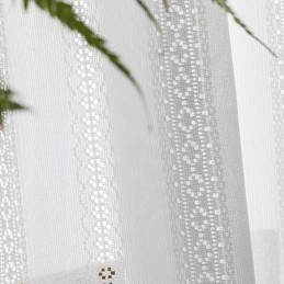 Klassisk Geometrisk Vinduesskærm Hvid Broderet Organza Til Stue Skræddersyet Gardin