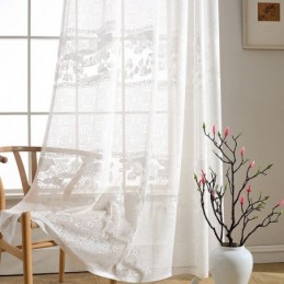 Hvide Jacquard-Gardiner Gennemsigtige Gardiner Til Stue Soveværelse
