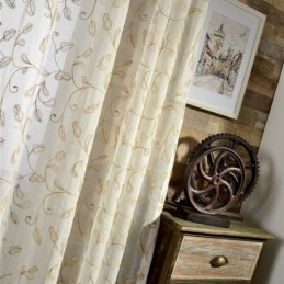 Broderet Bladgardin I Tyl, Specialfremstillet Gardin, Moderne Voile-Gazegardiner