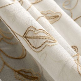 Broderet Bladgardin I Tyl, Specialfremstillet Gardin, Moderne Voile-Gazegardiner