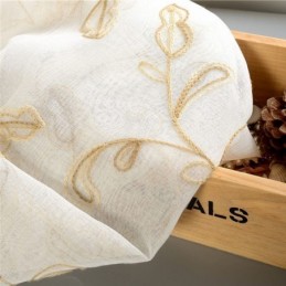 Broderet Bladgardin I Tyl, Specialfremstillet Gardin, Moderne Voile-Gazegardiner