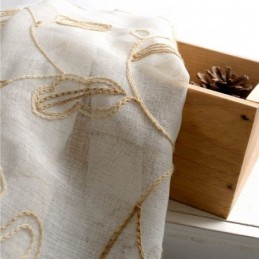 Broderet Bladgardin I Tyl, Specialfremstillet Gardin, Moderne Voile-Gazegardiner