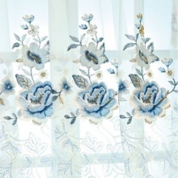 Luksuriøst Tylgardin, Målrettet Gardin, Blomsterbroderet Voile Til Stuen