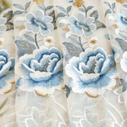 Luksuriøst Tylgardin, Målrettet Gardin, Blomsterbroderet Voile Til Stuen