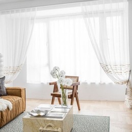 Moderne Voile Tylgardin, Specialfremstillet, Hvid, Transparent, Til Stue, Soveværelse