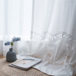 Moderne Blomstergardin, Målrettet Gardin I Tyl, Transparent Til Stue, Soveværelse