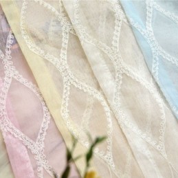 Luksuriøs, Transparent, Geometrisk Broderet Skærmgardin I Høj Kvalitet Af Tyl, Skræddersyet Til Vinduer