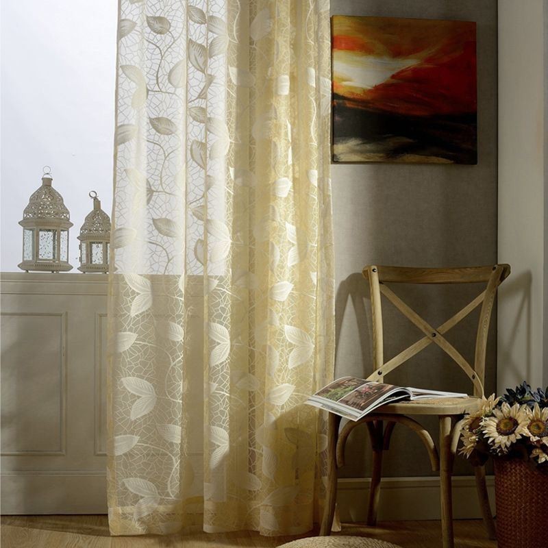 Bladformet Tylgardin, Skræddersyet Gardin, Moderne Vinduesgardiner, Voile, Gaze, Til Stue, Soveværelse