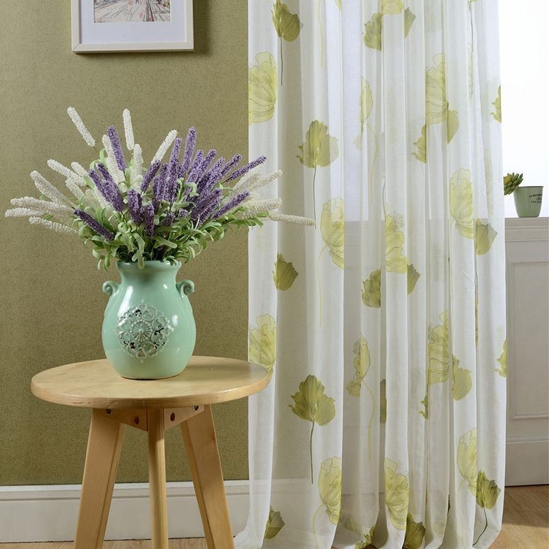 Elegant Lotus Voile Gardin, Skræddersyet Gardinpanel Til Stue, Soveværelse