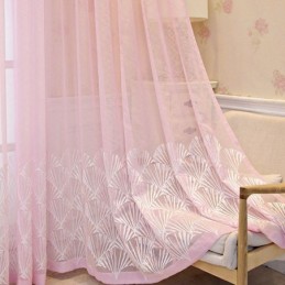 Luksuriøs, Transparent Viftegardin Med Broderi, Højkvalitets Tyl, Specialfremstillet Gardin