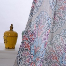 Trykte Blomstergardiner I Tyl Med Gennemsigtige Gardiner Til Stuen