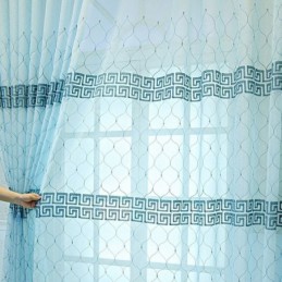Luksuriøs, Transparent, Geometrisk Broderet Skærmgardin I Høj Kvalitet Af Tyl, Skræddersyet Til Vinduer
