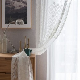 Hvide, Transparente Gardiner Med Diamantformet Vindue Til Stue, Soveværelse