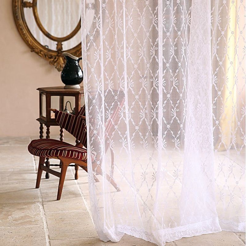 Broderet Tylgardin, Skræddersyet Gardin, Europæisk, Transparent Voile Til Stuen