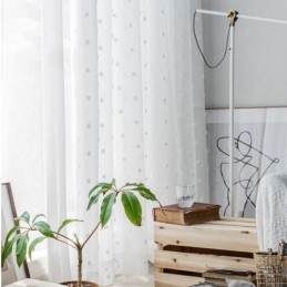 Nordisk Præget Transparent Gardin, Specialfremstillet, Hvid Tyl, Stue, Soveværelse