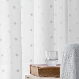 Nordisk Præget Transparent Gardin, Specialfremstillet, Hvid Tyl, Stue, Soveværelse