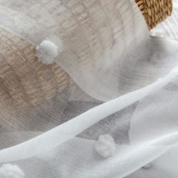 Nordisk Præget Transparent Gardin, Specialfremstillet, Hvid Tyl, Stue, Soveværelse