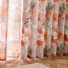 Gardin I Bomuld Og Hør, Skræddersyet Gardin I Amerikansk Stil Med Blomsterprint