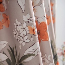 Gardin I Bomuld Og Hør, Skræddersyet Gardin I Amerikansk Stil Med Blomsterprint