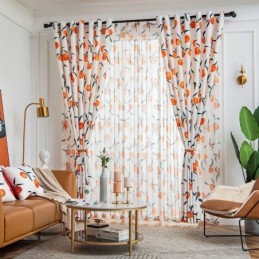 Gardin Efter Mål I Nordisk Stil Med Frugtprint