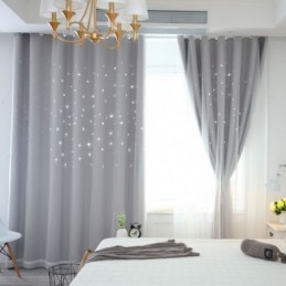 Fresh Max Mørklægningsgardin, Specialfremstillet, Hul Stjerne Med Transparent Gardin, Børneværelse